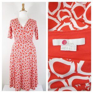 Boden Orange White Kassidy Faux Wrap Midi Dress 12